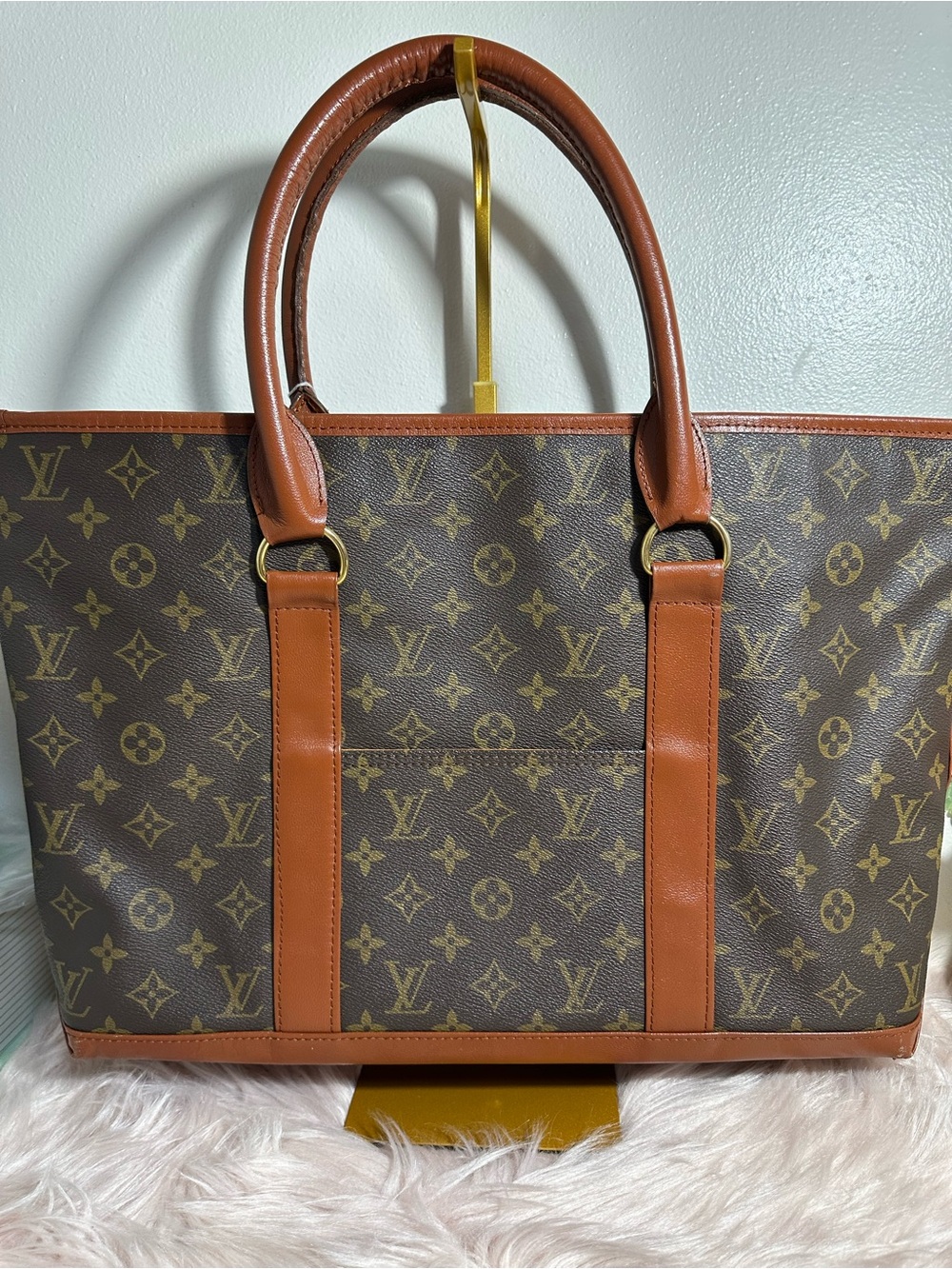 VINTAGE Louis Vuitton Monogram Canvas Brown and Tan Messenger Tote